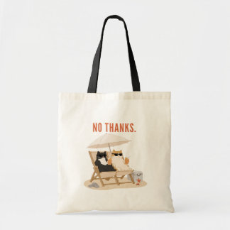 No Thanks Relaxing Cats Beach Illustration Tote Bag