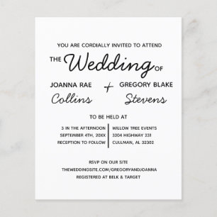 No Theme, Just Love Wedding Budget Invitation Flyer