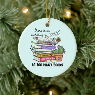 No Thing As Too Many Books Ceramic Tree Decoration