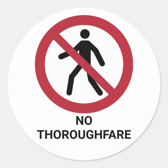 No Thoroughfare ISO 7010 Prohibition Sign Classic Round Sticker (Front)