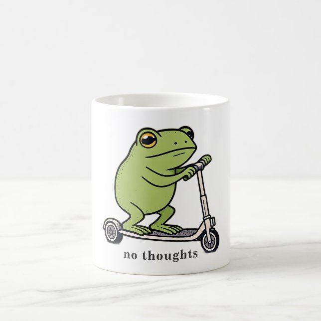 No Thoughts Frog Scooter Funny Meme  Coffee Mug (Center)