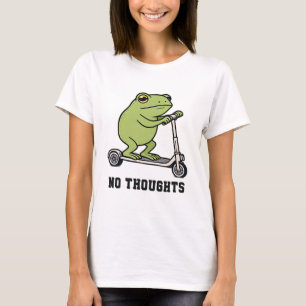 No Thoughts Frog Scooter Funny Meme  T-Shirt