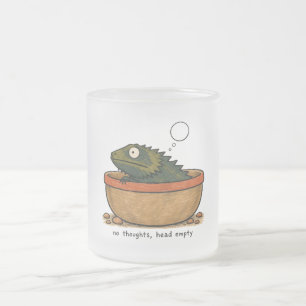 No Thoughts Head Empty Bearded Dragon Art Frosted Glass Coffee Mug