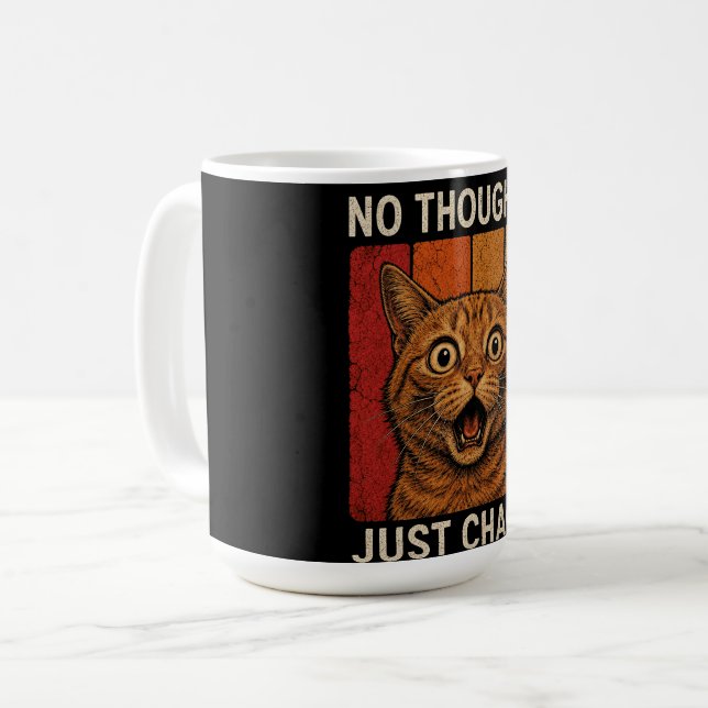 No Thoughts Just Chaos Orange Cat Meme Design Coffee Mug (Front Left)