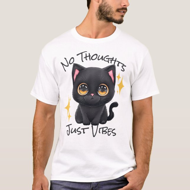 No Thoughts Just Vibes - Black T-Shirt (Front)