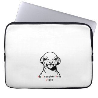 No Thoughts Just Vibes Funny Dog Meme Design Cute  Laptop Sleeve
