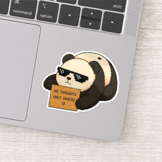 No Thoughts Only Snacks Panda Sticker
