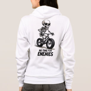💀 "No Time for Enemies" – Badass Skeleton Biker🚴 Hoodie