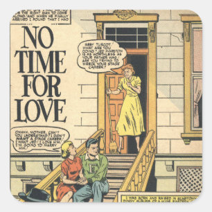 No Time For Love Vintage Comic Book Page Square Sticker