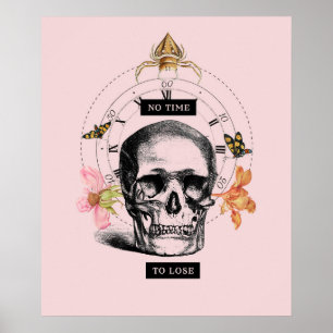 No Time To Lose Skull Collage Poster