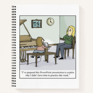 No Time to Practice Piano Lesson Cartoon Notebook