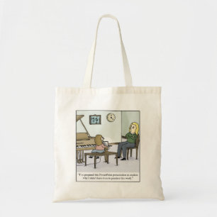 No Time to Practice Piano Lesson Cartoon Tote Bag
