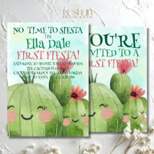 No Time to Siesta Cactus Birthday Fun Fiesta Party Invitation