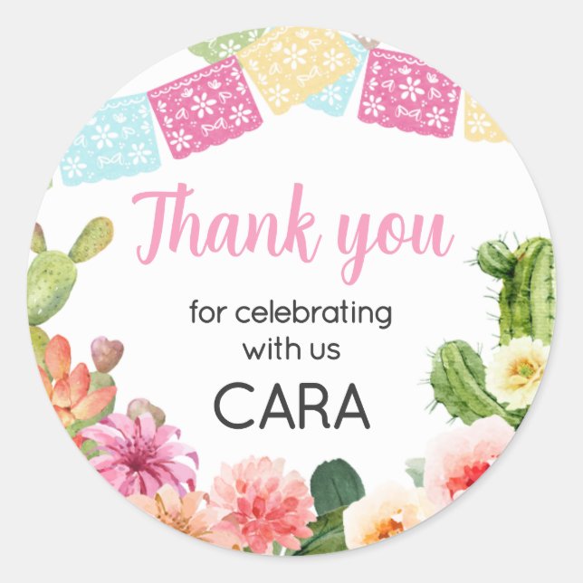 No Time to Siesta Fiesta Birthday Party Classic Round Sticker (Front)