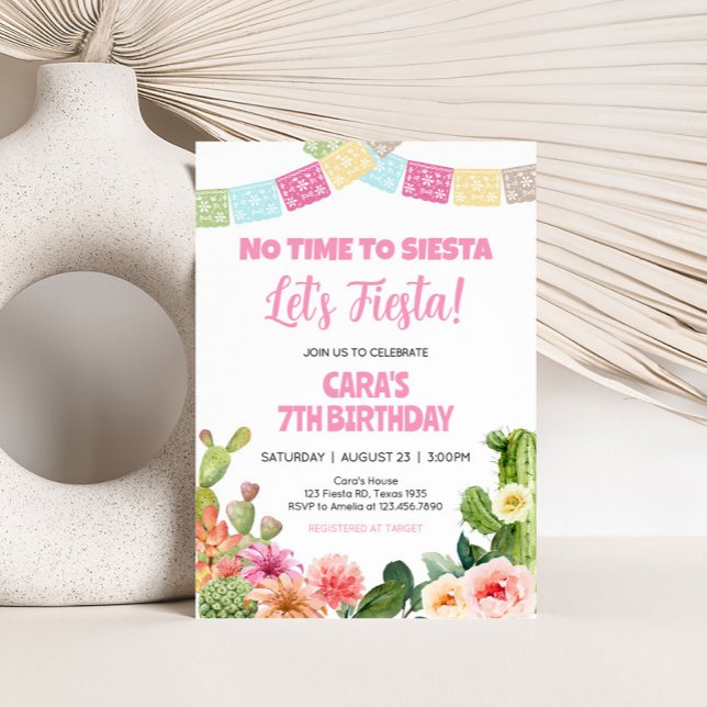 No Time to Siesta Fiesta Birthday Party Invitation (No Time to Siesta Let's Fiesta Birthday Party Invitation)