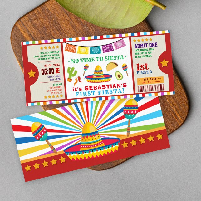 no time to siesta fiesta first birthday ticket invitation (Creator Uploaded)