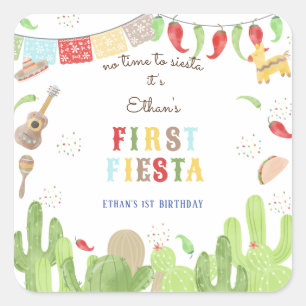 No time to siesta fiesta mexican first birthday square sticker