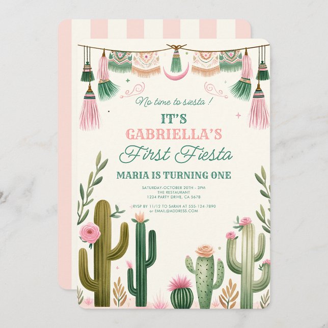 No Time To Siesta First Fiesta Girl Birthday 1st  Invitation (Creator Uploaded)
