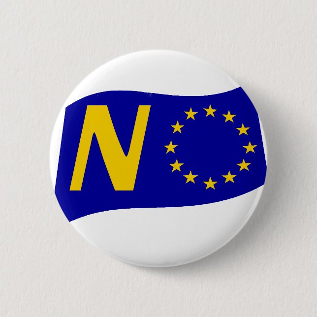 No To European Union 6 Cm Round Badge (Front)