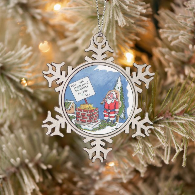 No To Santa snowflake pewter ornament (Tree)