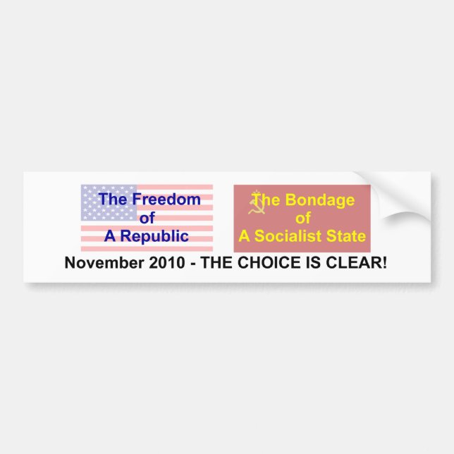 No to Socialism Bumper Sticker (Front)