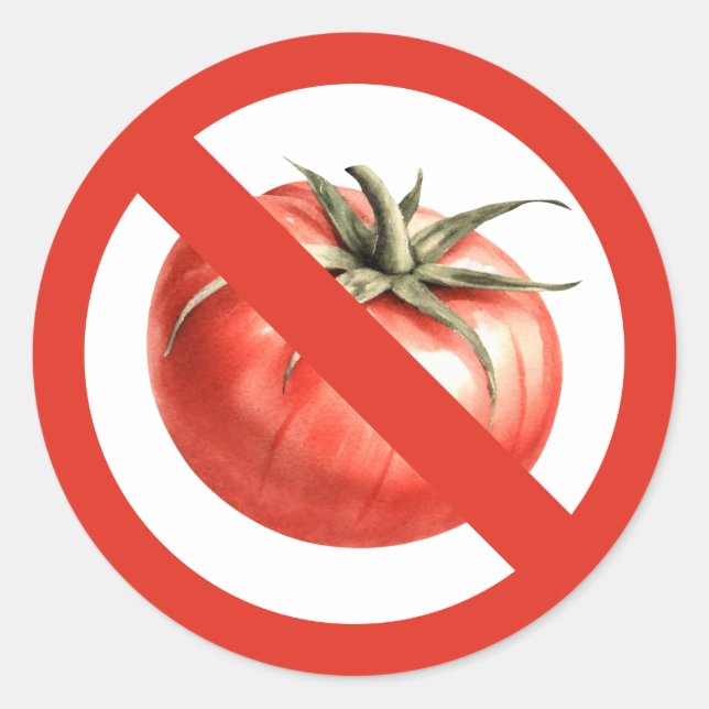No tomato prohibition or tomato allergy sign classic round sticker (Front)