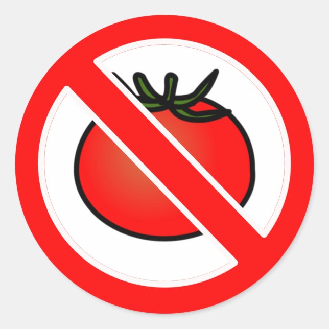 No Tomatoes Classic Round Sticker (Front)