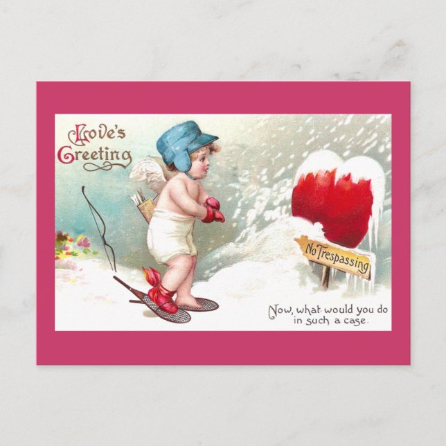No Trespassing Heart Vintage Valentine Holiday Postcard (Front)