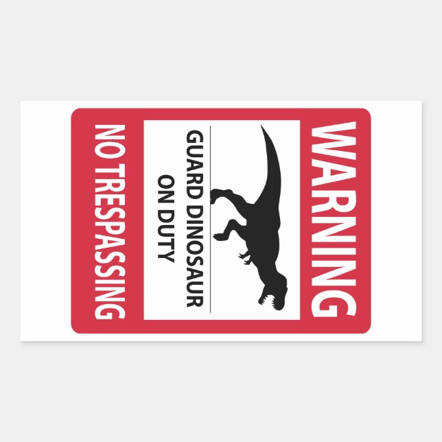 No Trespassing (T-Rex) Sign Rectangular Sticker (Front)