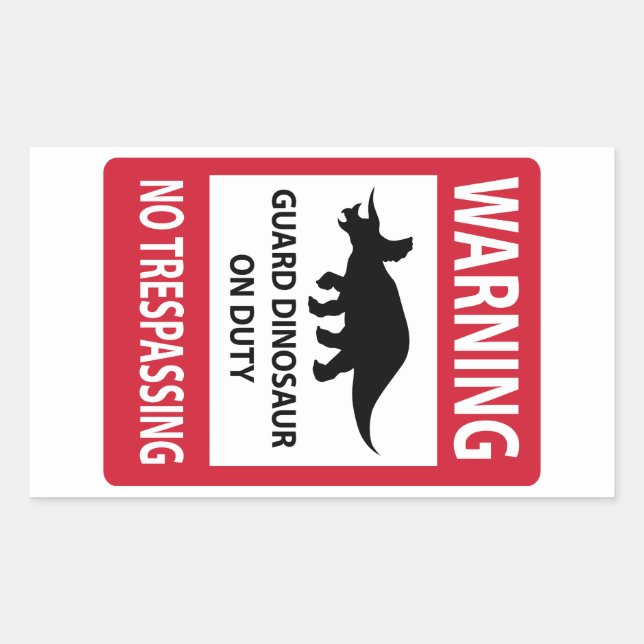 No Trespassing (Triceratops) Sign Rectangular Sticker (Front)