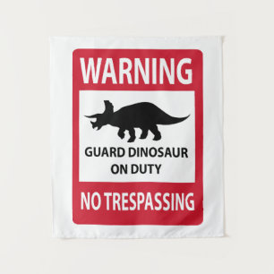 No Trespassing (Triceratops) Sign Tapestry