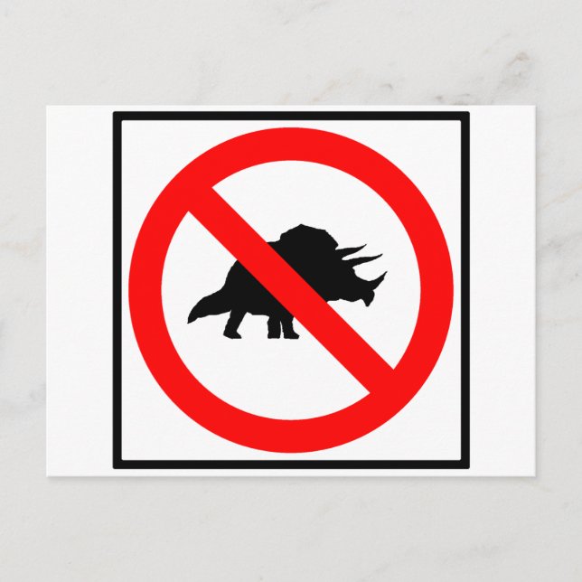 No Triceratopses Highway Sign Dinosaur Postcard (Front)