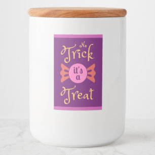 No Trick it's a Treat Halloween Purple Food Label