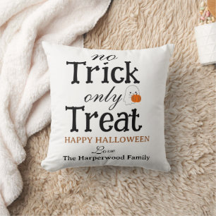 No Trick Only Treat Spooky Halloween family Photo Cushion