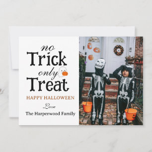 No Trick Only Treat Spooky Halloween family Photo Holiday Card