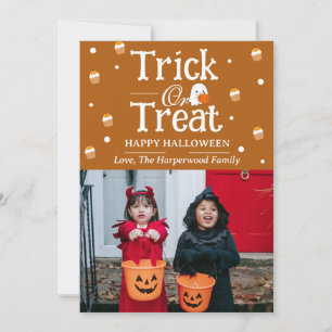 No Trick Only Treat Spooky Halloween family Photo Holiday Card