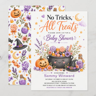 No Tricks All Treats Halloween Baby Shower Invitation