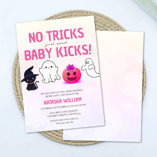 No Tricks Just Baby Kicks Halloween Baby Shower Invitation