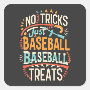 No Tricks Just Baseball Treats Halloween Baseball Square Sticker