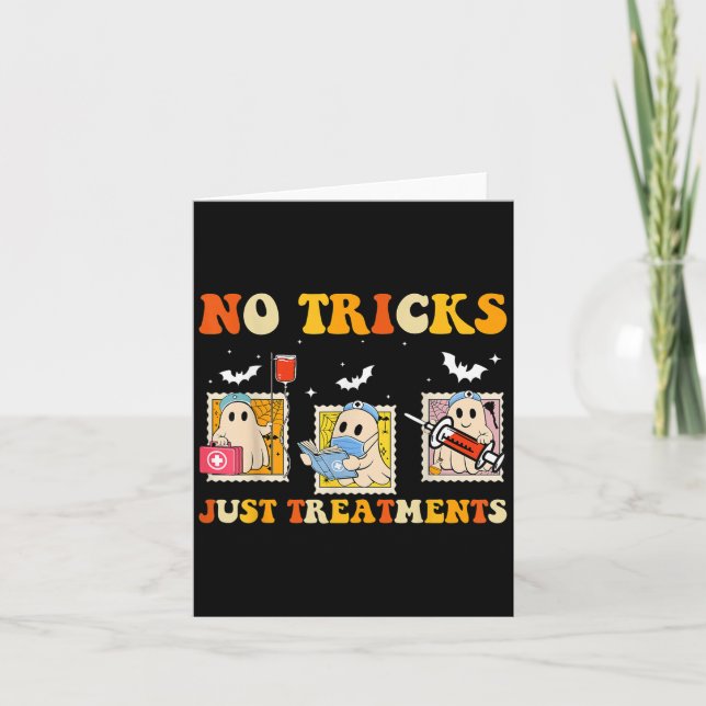 No Tricks Just S Funny Halloween Ghost Nursing  Card (Front)