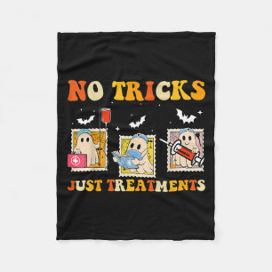 No Tricks Just S Funny Halloween Ghost Nursing Fleece Blanket