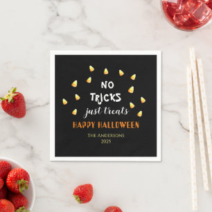 No Tricks Just Treats Candy Corn Halloween Napkin