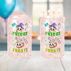 No Tricks Just Treats Cute Can Glass
