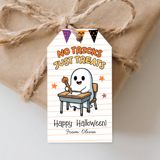 No Tricks Just Treats, Cute Halloween Party Candy  Gift Tags