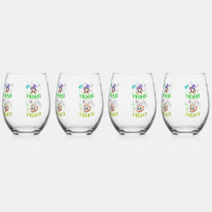 No Tricks Just Treats Cute Stemless Wine Glass