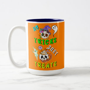 No Tricks Just Treats Cute Two-Tone Coffee Mug