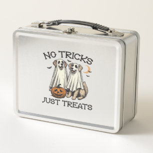 No Tricks Just Treats Dog Halloween Shirt Classic Metal Lunch Box