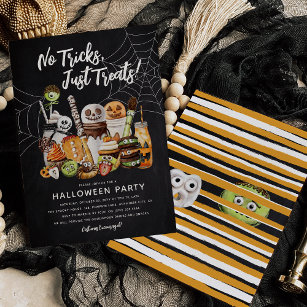 No Tricks, Just Treats Fun Halloween Party Invitation