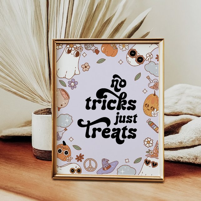 No Tricks Just Treats Ghost Halloween Birthday Poster (Creator Uploaded)