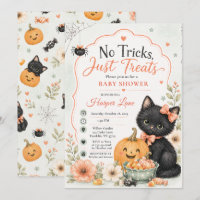 No Tricks Just Treats Halloween Baby Shower Cat